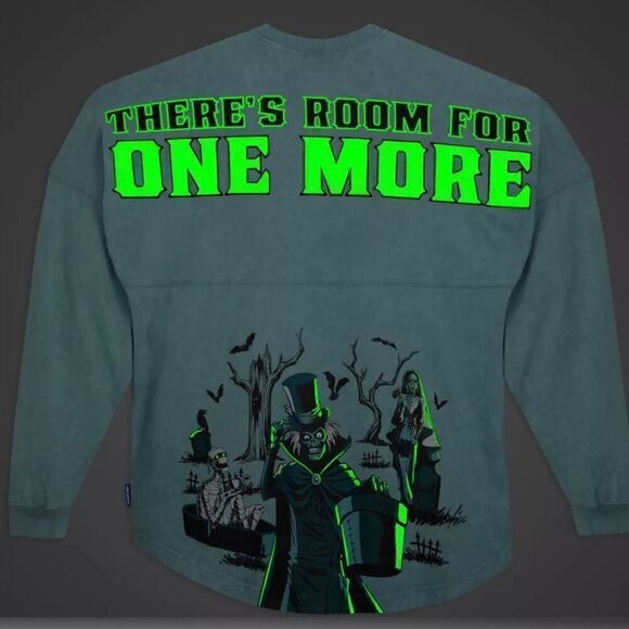 Haunted Mansion GLOW Spirit Jersey Adults Unisex NWT Disney Hatbox Ghost XS - Picture 5 of 7
